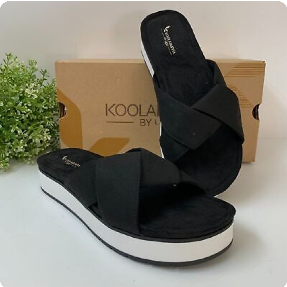 NEW KOOLABURRA CARENZA BU UGG BLACK 8M SLIDE ON SANDALS 3062